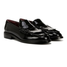NEW FRANCO SARTO Women's Alonzo Loafer Color: Black Faux Leather Fringe