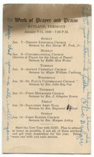 Rutland VT Week Of Prayer and Praise 1940 Postcard ~ Vermont