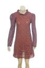 Doen Bias Dress S 6 Women's Casual Floral Printed Puff Sleeve Short NEW 41402