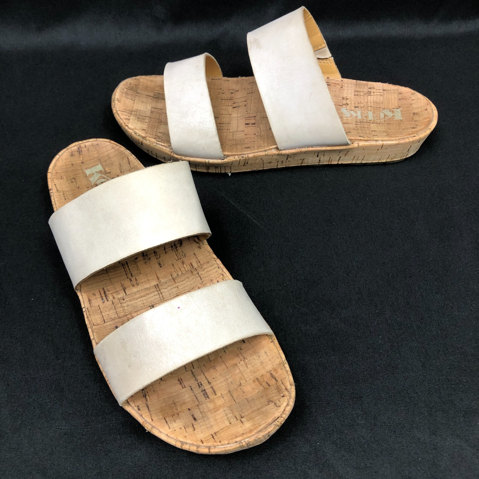 Kork Ease Korks Tidal Sandals Women's 9 M Tan Leather Cork Slip On 2-Strap