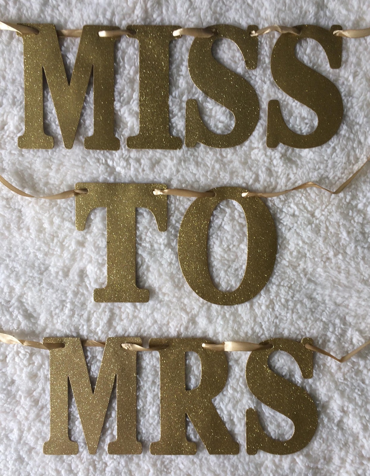Stunning 'Miss To Mrs' ~ 1.8m Gold Glitter & Ribbon Hen Party Banner Decoration