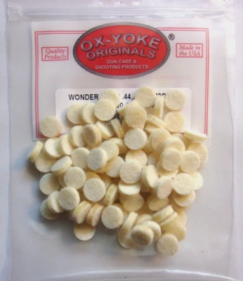 RMC OXYOKE Best Shooting Patches - Revolver - 100 Lubed Round Felt .44 Cal - .440