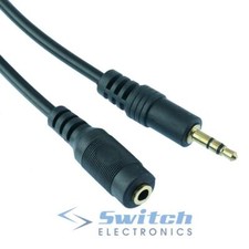 Image of Gold 3.5mm Stereo Plug to Socket Audio Jack Extension Cable Lead Headphone