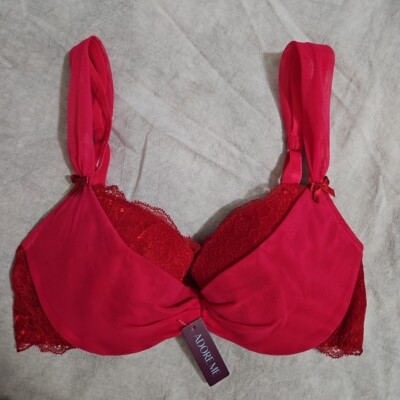Adore Me 32D Bra Red Demi Padded Underwire Back Closure NWT