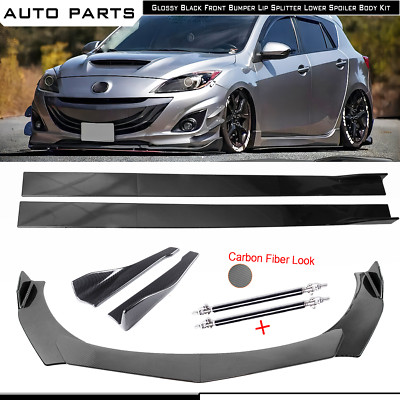 For Mazda 3 Mazdaspeed3 Front Bumper Lip Splitter Spoiler Rear Lip Strut Rod Sid
