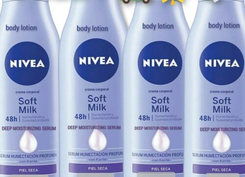 4 x 100ml Nivea Crema Corporal Body Lotion Hydra Humectante Nutritiva Soft Milk - Picture 1 of 3