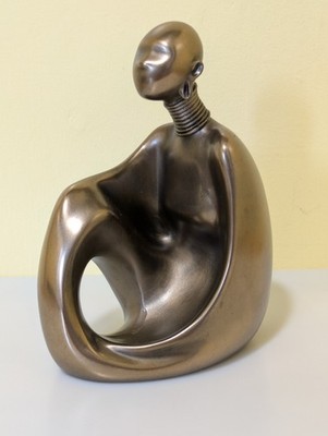 Vintage 2005 Zawadi Kaltguss Bronze ''einzeln sitzend'' afrikanische Skulptur Figur