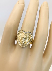 Authentic Gold Plated Heart Ring Virgin Mary Virgen de Guadalupe Anillo 14K Oro Laminado