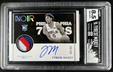 2020-21 Panini Noir Tyrese Maxey Patch Rookie Auto RC #/99 76ers HGA 8.5