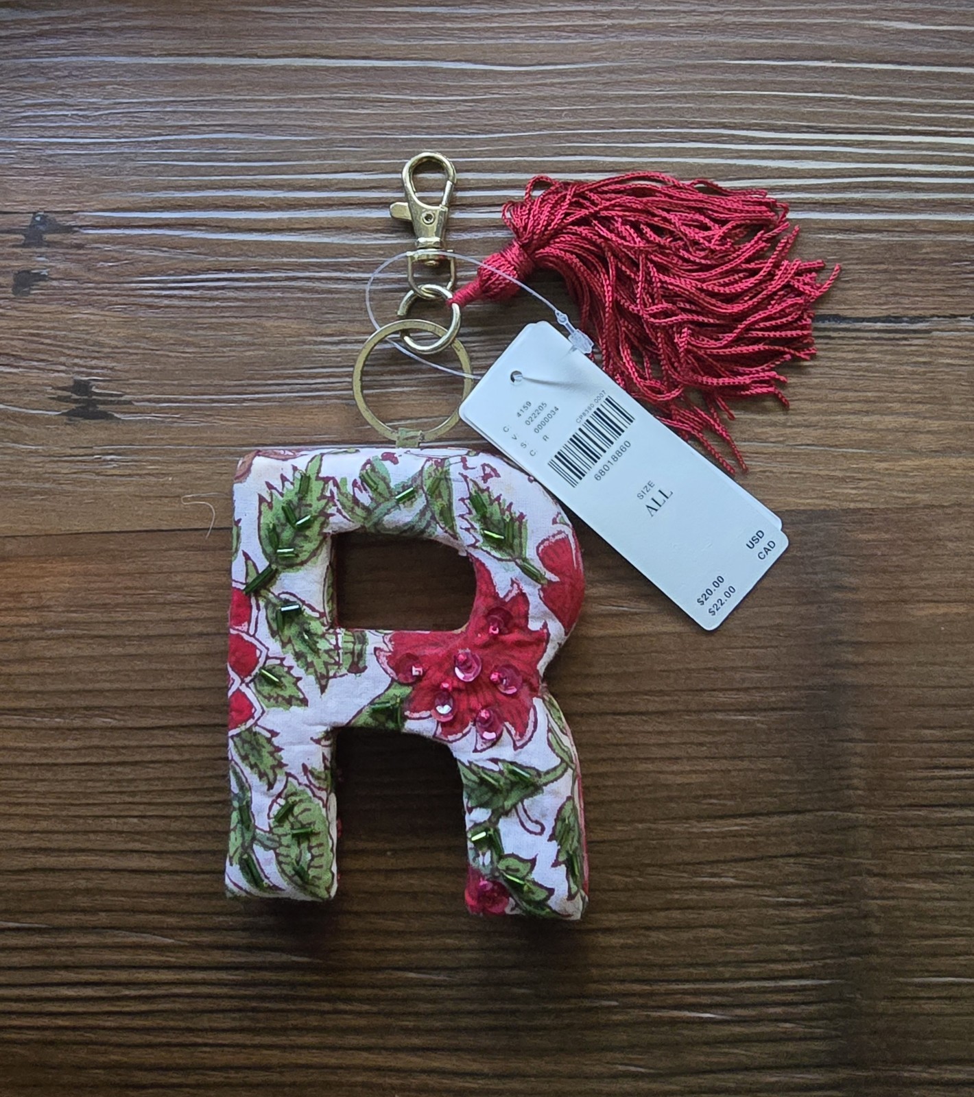 Anthropologie R Monogram Key Chain Charm