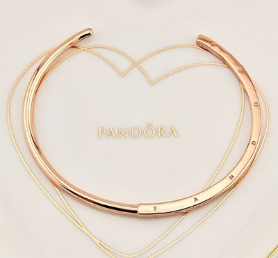 Neu 100% Original Pandora Rosegold Signature I-D offener Armreif 589493C00-3 19cm
