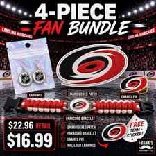 Carolina Hurricanes Fan Bundle Earrings Pin Patch Free Team Sticker NHL Gift