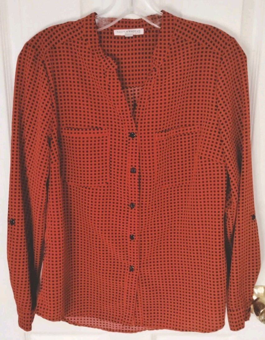 Notations Black/Red Checkered Button Down Shirt S… - image 1