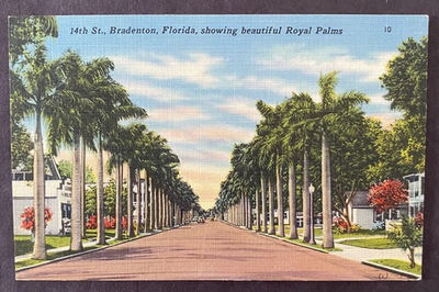 #ad Postcard 14Th St. Bradenton Florida Linen $2.63