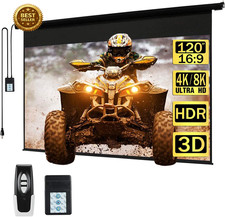 120 Inch Motorized Projector Screen 16:9 Electric Remote Wall Ceiling