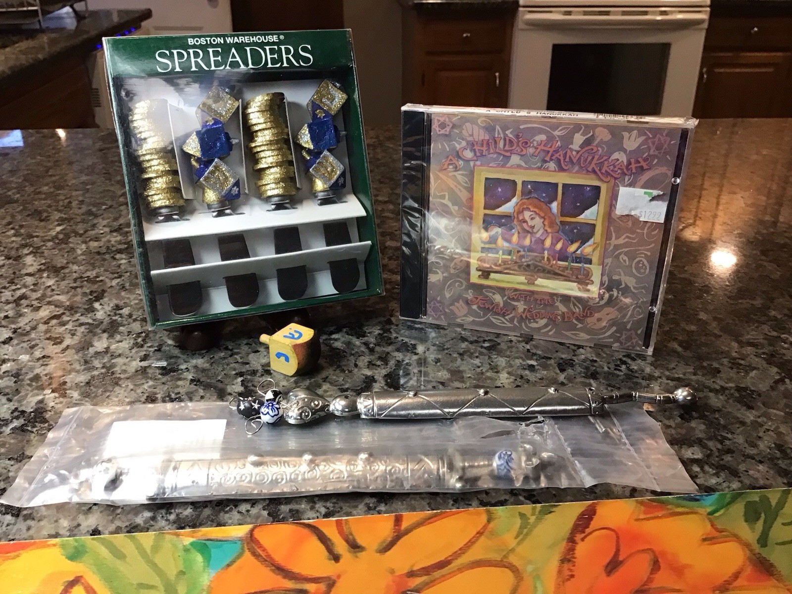 JUDAICA JEWISH LOT Dreidel African Pewter Mezuzah ABODE & CD “A CHILDS HANUKKAH"