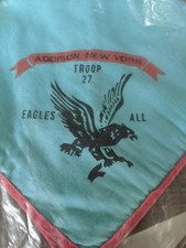 VINTAGE TROOP 27 ADDISON NY EAGLES ALL BSA NECKERCHIEF PREOWNED BLUE & RED