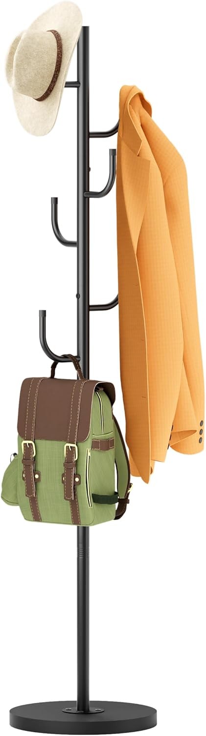 MISSLO Heavy Duty Adjustable Freestanding Coat Rack 71 Inch in Black