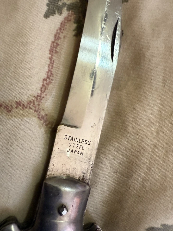 Navaja de Bolsillo Estilo Stiletto De Colección Japón Acero Inoxidable Manual Abierta Foto 2 de 3