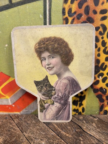 VINTAGE C. 1930 ASHCRAFT UNDERTAKER EMBALMER FAN SIGN FUNERAL CAT NEW JERSEY