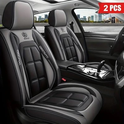 2 Front Seat Covers Luxury PU Leather Car Seat Covers Full Wrapped for SUV Truck