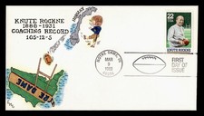 DR WHO 1988 FDC FOOTBALL KNUTE ROCKNE LMG HAND COLORED CACHET M77666