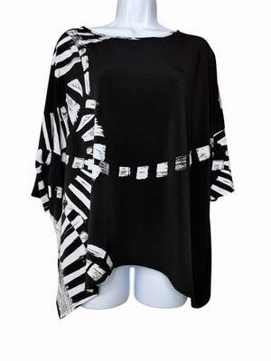 CLARA SUN WOO Relaxed 3/4 Sleeve Jersey Knit Tunic Top Work Travel Size XL