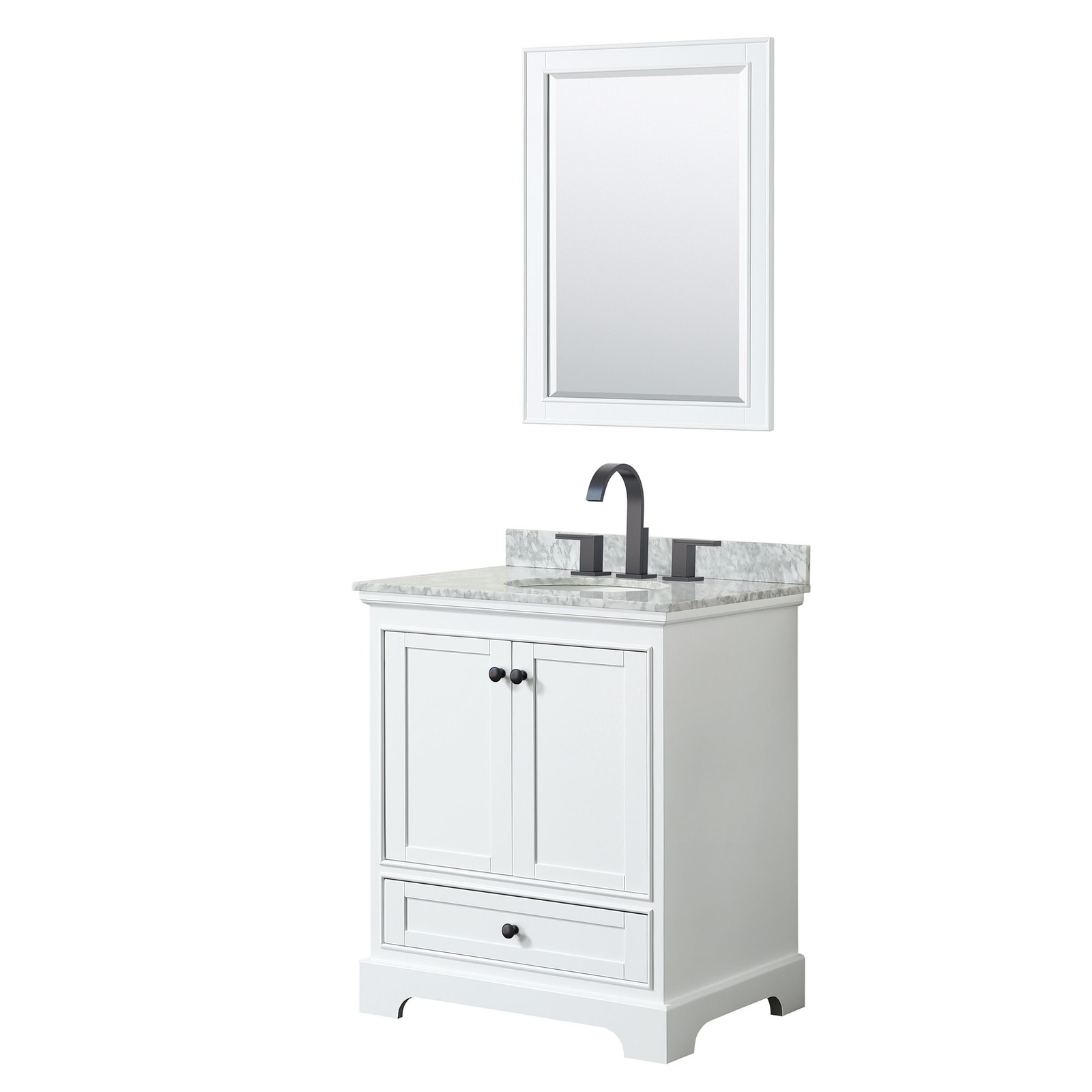 Wyndham 30 Inch White Carrara Marble Bathroom Vanity Deborah Model