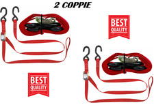 CINGHIE FISSAGGIO MOTO TRASPORTO FERMA CARICO MOTO CON GANCI CM2.5X180 2 COPPIE
