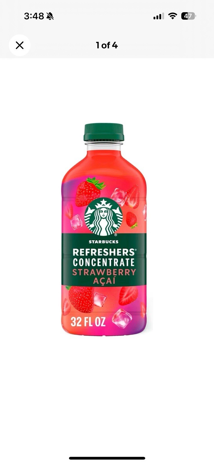 Starbucks Refreshers Concentrate Strawberry Acai, Refreshing