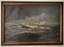 J. B. Orr, American Clipper Ship In Stormy Seas, Oil on Canvas, 28.5” x 41”