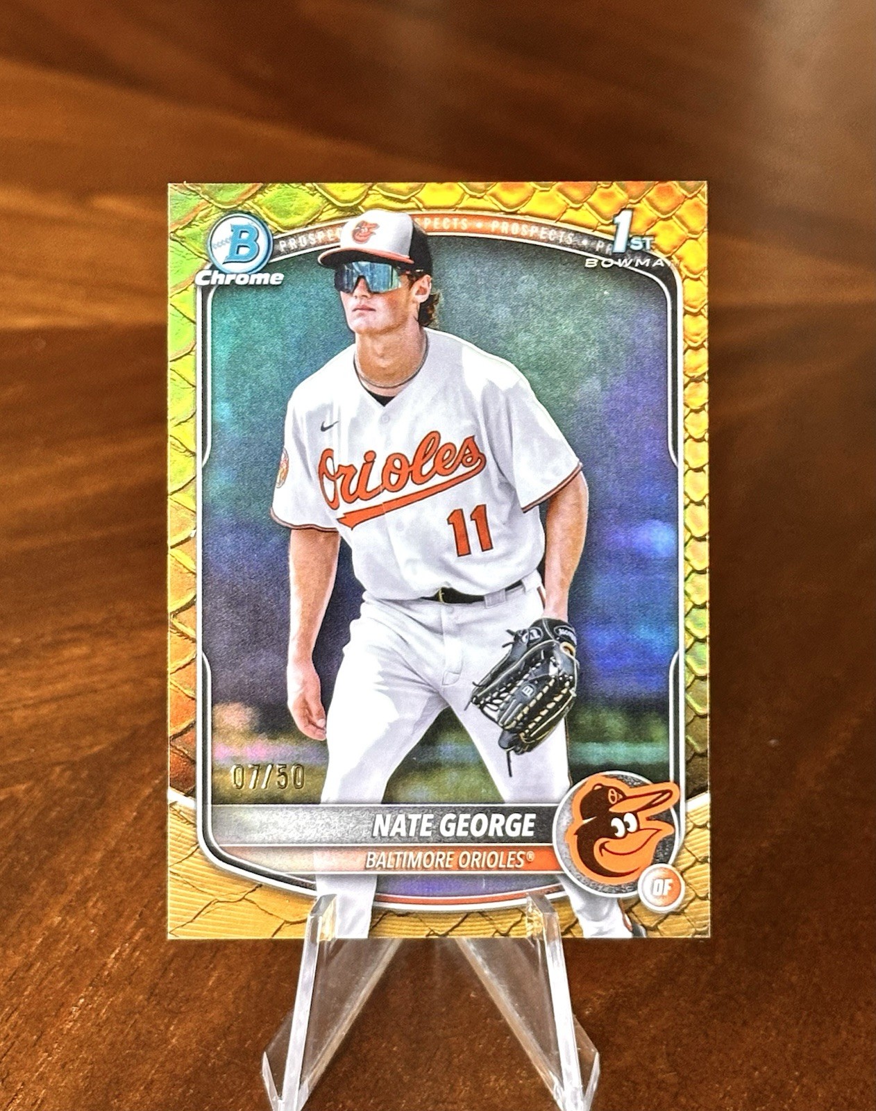 2025 Bowman Chrome #BCP-184 Nate George 1st Bowman Gold Reptilian Refractor/50