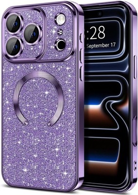 iPhone 17 Pro Max Case Glitter Clear Magnetic Phone Cases Full Camera Lens Prote