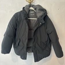 Zara Kids Hooded Puffer Jacket Winter Coat Full Zip Size 10 Girls Fur Trim Gone