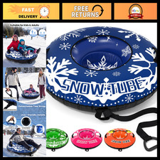 42" Heavy-Duty Inflatable Snow Tube with Tow Strap, Thick Bottom, 3-in-1 Valve,
