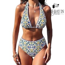 Zaful Halter High Waist Bikini Swimsuit Size L