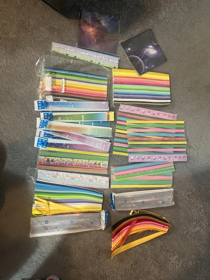 Mixed Quilling Paper Craft Bundle Rainbow Strips Decorative Borders Galaxy Paper - Image 2 of 4