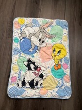 3 PC Vintage Baby Looney Tunes Tweety Sylvester Bugs Crib Blanket and sheet