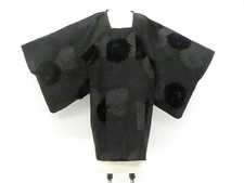 JAPANESE KIMONO MICHIYUKI COAT BLACK 89cm 2 ft 11 in PURE SILK EE8276