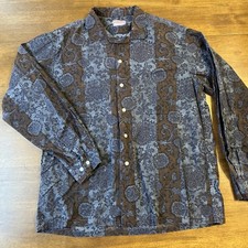 Vtg 1950s 60s McGREGOR MODERN Gray Paisley USA Loop Collar Shirt L Rockabilly