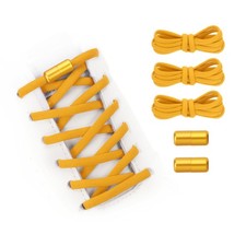 Elastic No Tie Shoelaces Replacement 3Pcs with 2 Metal Buckles, Yellow