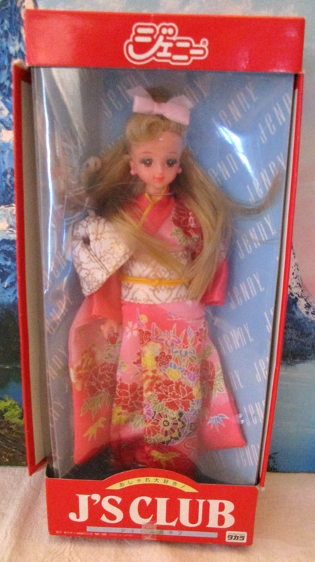 Japanese Takara J'S CLUB Jenny Doll, Pink Kimono & Hair Bow 1986 Blonde Hair 11"