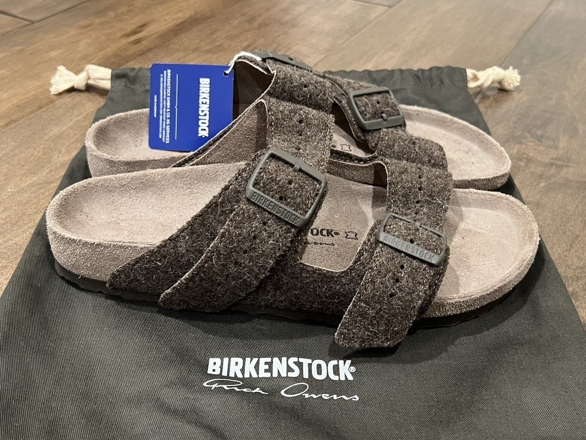 Rick Owens Birkenstock Arizona Sandals Felt Brown Brand New With