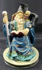 Vtg Wizard Sitting On Throne Staff Spell Book Eagle Hat Robes Figurine See Pics 