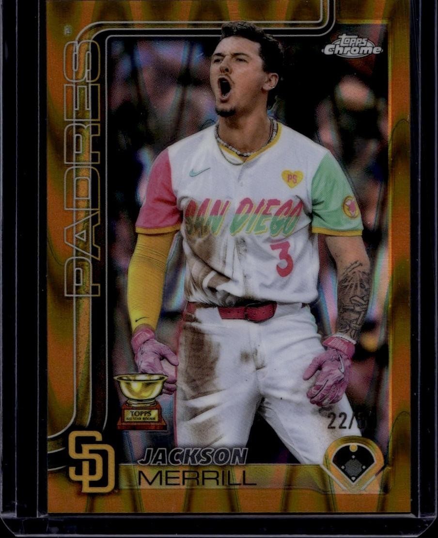 2025 Topps Chrome #61 Jackson Merrill Gold Raywave Refractors #/50
