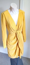 Zimmermann mustard silk knot Dress Size 0 XS 6 8 AU long sleeves stains on back