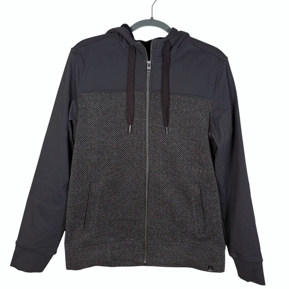 S M Charcoal Herringbone Full Zip Fleece Lined Stretch