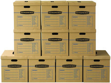Large Classic Moving Box 10 Pack, Reinforced Handles, Tape-Free Assembly, Box wi