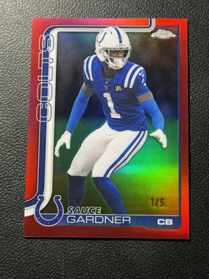 2025 Topps Chrome Sauce Gardner RED REFRACTOR /5 Colts #242