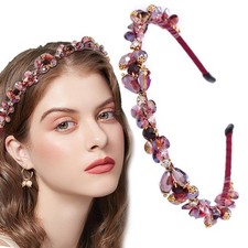 Coridy Pink Rhinestones Headbands for Women Girl 1 Count Pack of 1 , Purple